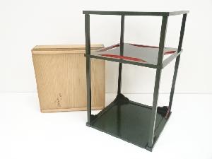 塗師川瀬表完造　青漆糸巻棚（共箱）